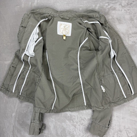 Vtg American Eagle Distressed Army Green Canvas Cargo Field Jacket Women's Small - Picture 4 of 12
